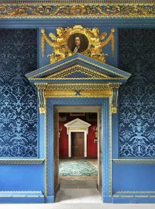 Prints of CHISWICK HOUSE, London. The Blue Velvet Room. Doorway Architecture in England - Historic and Modern Buildings: Chiswick House Print: The Blue Velvet Room Doorway