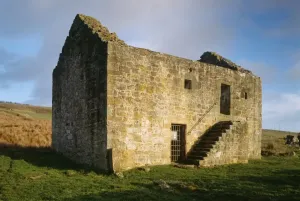 Prints of BLACK MIDDENS BASTLE HOUSE, Northumberland. View of the fortified farmhouse from the west House And Home Prints: Black Middens Bastle House Print - West-facing View