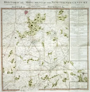 Print of a 1815 Waterloo map in the Walmer Castle collection