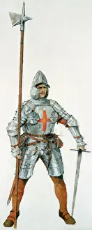 Heritage/reconstructing past medieval life illustrations/english soldier battle flodden field j970046 Heritage/reconstructing past medieval life illustrations/english soldier battle flodden field j970046