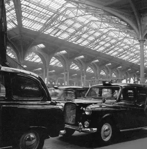 Iconic Photographers of England - Historic Image Collections: Print of a Taxi Rank at Liverpool Street Station