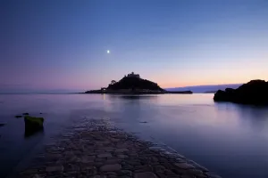St Michaels Mount Print, Cornwall Causeway Scene at Dawn