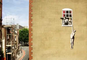 Bristol Prints: Banksy Print: Stencil Graffiti on Park Street Building
