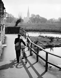 Prints of HARNHAM, Salisbury, Wiltshire Iconic Photographers of England - Historic Image Collections: Print of Postman on Town Path, Harnham