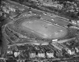 Prints of STAMFORD BRIDGE STADIUM, London. Aerial view. Home of Chelsea Football Club since 1905. Photographed in 1929. Aerofilms Collection (see Links) Related Prints: Print of Stamford Bridge Stadium, a 1929 aerial view