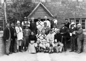 Print of Morris Men outside the Chequers public house