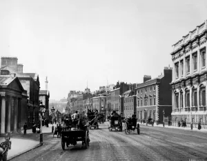 Victorian Architecture - Buildings, Streets and Landmarks: Print of Whitehall, Westminster, London in 1884