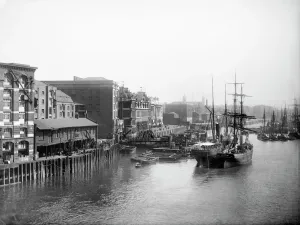 Print of Fish Wharf at Billingsgate Market, London