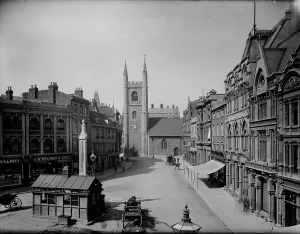 Then and Now England - Historic Change Over Time: Print of Market Place, Reading from above