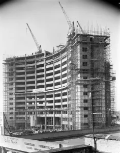 Prints of EMPRESS STATE BUILDING, Lillie Road, Earls Court, HAMMERSMITH AND FULHAM, GREATER LONDON Engineering And Construction Prints: Empress State Building Print, 1959-1961 Construction View