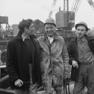 Prints of PORTISHEAD DOCK, PORTISHEAD AND NORTH WESTON, NORTH SOMERSET Engineering And Construction Prints: Gangers at Portishead Dock Print