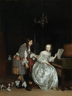 Fine art/kenwood house paintings/metsu gentleman lady virginal k010543 Fine art/kenwood house paintings/metsu gentleman lady virginal k010543