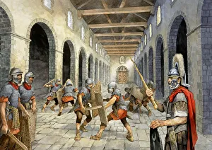 Roman infantry practising combat J050053