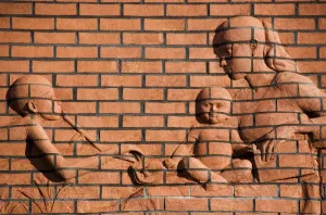 Bristol Prints: Brick Relief Print of Mother and Children