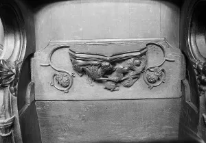 Prints of Ripon Cathedral, Minster Close, Ripon, Harrogate, North Yorkshire. A misericord in Ripon Cathedral, depicting a griffin catching a rabbit Ripon Prints: Print of a Griffin Catching a Rabbit in Ripon Cathedral
