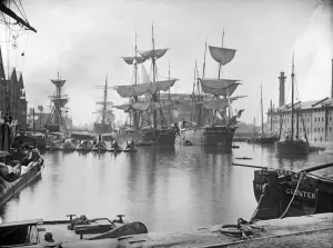 Print of Gloucester Docks c. 1880, a watercolour photograph on paper