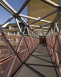 Prints of The Royal Borough of Kensington and Chelsea Depot, Pembroke Road, West Kensington, Kensington and Chelsea, Greater London Kensington Prints: Tubular Steel Walkway Print DP183604