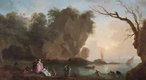 Vernet - Sunset: View over a Bay with Figures N070601 Vernet - Sunset: View over a Bay with Figures N070601