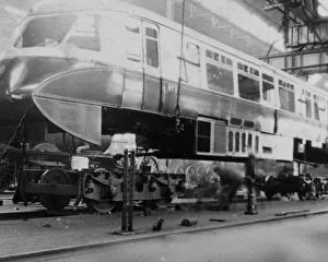 Diesel Railcar No 1 undergoing work in A Shop at Swindon Works Diesel Railcar No 1 undergoing work in A Shop at Swindon Works