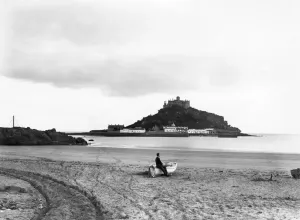 Cornwall Railway History Prints: St Michaels Mount from Marazion Beach