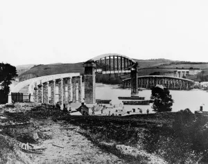 Construction of the Royal Albert Bridge Print, 1858
