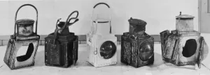 Prints of These rather forlorn looking lamps appeared in an article from the April 1942 edition of the GWR Magazine Artwork And Documents Prints: Damaged Railway Lamps Print, 1942