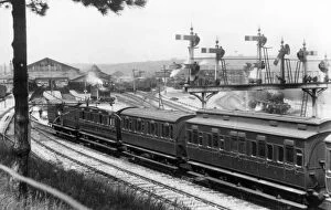 Signal Collection: Signal gantry at Newton Abbot Station, Devon, c. 1920