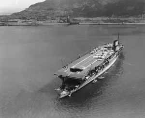Warship Prints: HMS Courageous Print, 1932 Aerial Photo of Ship at Gibraltar