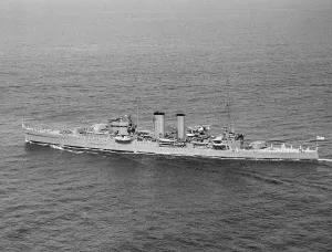 HMS Exeter Print, May 1933 York Class Cruiser Photograph
