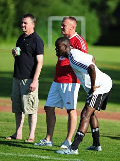 Bristol Citys Albert Adomah talks with fans while warming up Bristol Citys Albert Adomah talks with fans while warming up