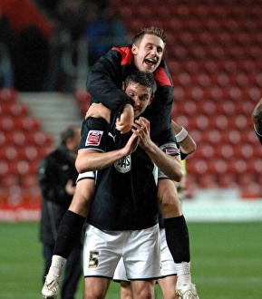 David Noble and Jamie McCombe celebrate on the final whistle David Noble and Jamie McCombe celebrate on the final whistle