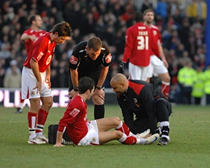 Ivan Sproule recieves treatment for an injury Ivan Sproule recieves treatment for an injury