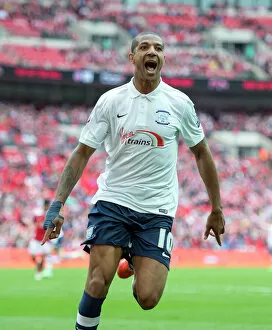 League One Collection: Jermaine Beckford Celebrated One Of Three Goals In The Final