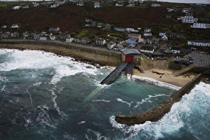 Aerial view of Sennen Cove lifeboat station taken from RNAS Culdrose helicopter Aerial view of Sennen Cove lifeboat station taken from RNAS Culdrose helicopter