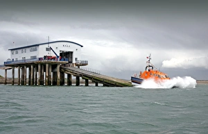 Barrow Tamar clas lifeboat Grace Dixon 16-08 launching down Barrow Tamar clas lifeboat Grace Dixon 16-08 launching down