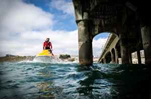 Boscombe Senior Lifeguard on a rescue watercraft (RWC) Boscombe Senior Lifeguard on a rescue watercraft (RWC)