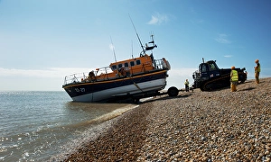 Dungeness mersey class lifeboat Pride and Spirit being launched Dungeness mersey class lifeboat Pride and Spirit being launched