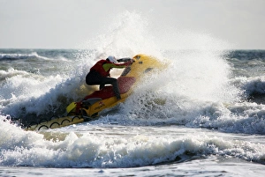 Lifeguards on Boscombe beach, Dorset. Lifeguards are now providing year round cover at Lifeguards on Boscombe beach, Dorset. Lifeguards are now providing year round cover at