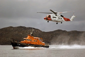Mallaig severn class lifeboat Henry Alston Hewat 17-26 during a training exercise with Coastguard helicopter Mallaig severn class lifeboat Henry Alston Hewat 17-26 during a training exercise with Coastguard helicopter