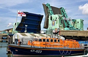 Poole Tyne City of Sheffield class lifeboat in front of Poole li Poole Tyne City of Sheffield class lifeboat in front of Poole li