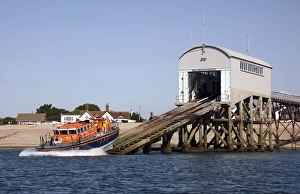 Selsey Tyne class lifeboat Voluntary Worker 47-031 launching down the slipway Selsey Tyne class lifeboat Voluntary Worker 47-031 launching down the slipway