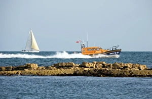 The Shannon class lifeboat RNLB Jock and Annie Slater 13-01 at Swanage to launch The Shannon class lifeboat RNLB Jock and Annie Slater 13-01 at Swanage to launch