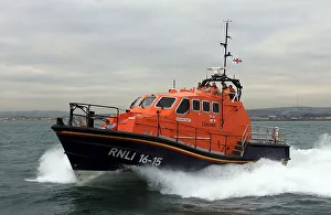 Shoreham Tamar class lifeboat Enid Collett 16-15 moving from rig Shoreham Tamar class lifeboat Enid Collett 16-15 moving from rig