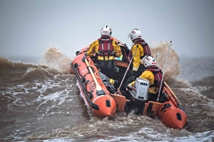 Skegness D-class inshore lifeboat Marie Theresa Bertha Barrass D-792 being launched Skegness D-class inshore lifeboat Marie Theresa Bertha Barrass D-792 being launched