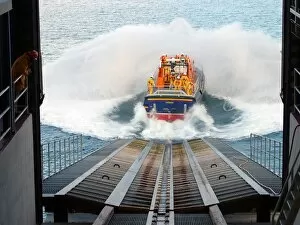 RNLI Collection: Tamar class lifeboat Peter and Lesley-Jane Nicholson launching a