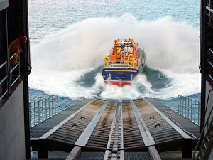 Tamar class lifeboat Peter and Lesley-Jane Nicholson launching a Tamar class lifeboat Peter and Lesley-Jane Nicholson launching a
