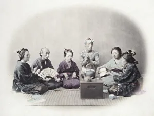1860's Japan - portrait of a group including a singer, musician 1860's Japan - portrait of a group including a singer, musician