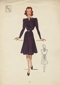 1940s Fashion Woman in Vintage Art Prints, Posters Puzzles - Main Image