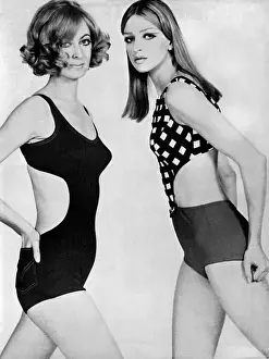 1960s Swimwear Print Featuring Enkalon and Helanca Bib-Top