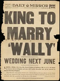 King Edward VIII Abdication Prints: Abdication front cover headlines